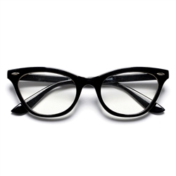 50mm Cat Eye Shaped Clear Lens Glasses with Rivets