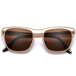 Designer Inspired High Fashion Thin Light Metal Cut Out Brow Line Squared Frame Sunglasses