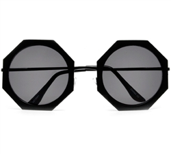 Metal Octagon Frame Round Lens Fashion Sunglasses