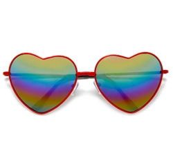 Cute Rainbow Mirrored Metal Heart Shape Sunglasses#87488