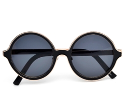 High Quality Full Metal Gold Outline Trim Vintage Round Sunglasses