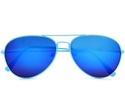 Neon Frame Revo Mirror Lens Aviator Sunglasses #8798
