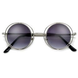 42mm Unique Round Hip Modern Double Rim Frame Sunglasses
