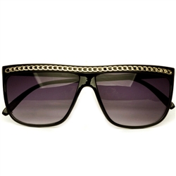 Celebrity Inspired Flat Top Shades For Women#9339Black