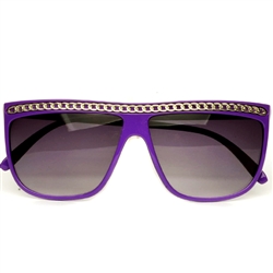 Celebrity Inspired Flat Top Shades For Women#9339Purple