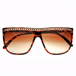 Celebrity Inspired Flat Top Shades For Women#9339Tortoise