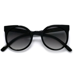 Round Horn Rimmed Thin Frame Cat Eye Sunglasses