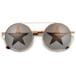 Star Struck 52mm Retro Round Metal Sunglasses