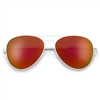 Iconic White Frame Aviator with Color Mirrored Lens Sunglasses