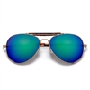 Fashion Flair Aviator Outdoorsman Cross Bar Color Mirrored Sunglasses