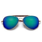 Fashion Flair Aviator Outdoorsman Cross Bar Color Mirrored Sunglasses