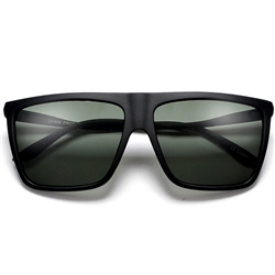 Wavy Thin Temple Flat Top Squared Frame Sunglasses
