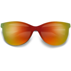 Reflective Color Mirrored Shield Lens Modern Cat Eye Fashion Sunglasses