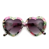 Adorable Floral Decorated Heart Shaped Sunglasses