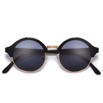 Retro Half Frame Semi-Rimless Round Hipster Vibe Sunglasses