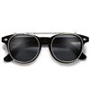 Classic Horn Rimmed Clear Lens Wayfarer Glasses with Detachable Spring Loaded UV Clip On