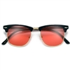 Retro Half Frame Semi-Rimless Colored Lens Clubmaster Style Sunglasses