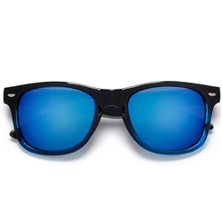 Two Tone Colorful Mirrored Lens Wayfarer Sunglasses