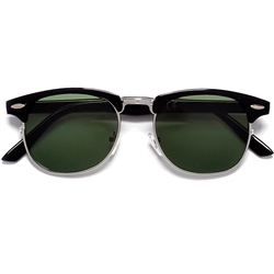 Retro Inspired Classic Horn Rimmed Half Rim G-15 Lens Club Master Style Sunglasses